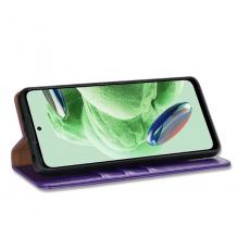 Кожен калъф Flip тефтер Magnetic Book със стойка за Xiaomi Redmi Note 14 5G - лилав