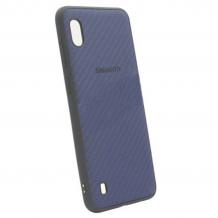 Луксозен силиконов калъф / гръб / Sammato Cover TPU Case за Samsung Galaxy A10 - син / carbon 
