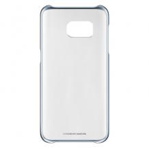 Оригинален твърд гръб Clear Cover EF-QG930C за Samsung Galaxy S7 G930 - прозрачен с тъмно син кант