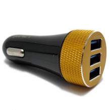 Оригинален USB кабел LDNIO C50 Car Charger 12V / 3 USB порта и USB кабел 5.1A за Samsung , LG , HTC , Sony, Nokia, Huawei , ZTE, BlackBerry и др. - черно / червено