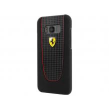 Оригинален кожен твърд гръб Ferrari за Samsung Galaxy S8 Plus G955 - черен / carbon