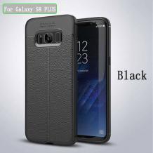 Луксозен силиконов калъф / гръб / TPU за Samsung Galaxy S8 Plus G955- черен / имитиращ кожа