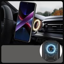 Удароустойчив гръб TPU кейс Slide Camera Case Magnetic Finger Ring Car Holder за Xiaomi Redmi 15 - черен