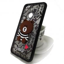 Луксозен силиконов калъф / гръб / TPU Smile Case за Huawei Honor 8 Lite - черна мрежа / Bear