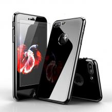 Луксозен твърд гръб 360° FULL за Apple iPhone 5 / iPhone 5S / iPhone SE - черен / огледален / лице и гръб