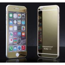 Стъклен скрийн протектор / 9H Tempered Glass Colorful Mirror Screen Protector / 2 в 1 за Apple iPhone 6 / iPhone 6S - златен / Gold / лице и гръб
