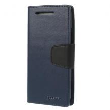 Кожен калъф Flip тефтер Mercury GOOSPERY Fancy Diary със стойка за HTC One M8 - син със черно