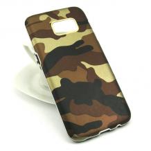 Луксозен твърд гръб  за Samsung Galaxy S7 Edge G935 - Camouflage / кафяв