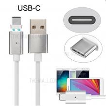 Магнитен USB кабел / USB Type-C Magnetic Charging Data Cable за Samsung Galaxy S9 Plus G965  - сребрист / бял