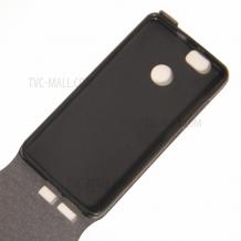 Кожен калъф Flip тефтер Flexi със силиконов гръб за Huawei Nova  - черен