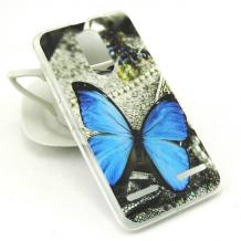 Силиконов калъф / гръб / TPU за Lenovo K6 Note - сив / синя пеперуда