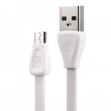 Оригинален Micro USB кабел REMAX RC-028m / Micro USB Charging Data Cable за Samsung, Huawei, LG, HTC, Sony, Lenovo, Alcatel и други - бял