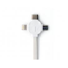 Оригинален USB кабел RC-066TH 3in1 / Micro USB / Lightning / Type-C - бял