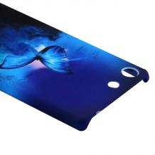 Твърд гръб за Sony Xperia M5 - синя пеперуда