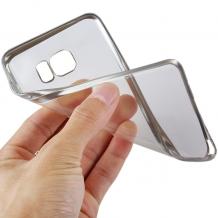 Луксозен силиконов калъф / гръб / TPU за Samsung Galaxy S7 G930 - прозрачен / сребрист кант