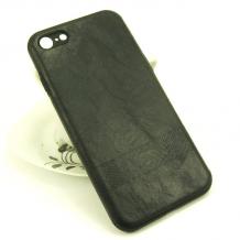 Луксозен силиконов калъф / гръб / TPU за Apple iPhone 7 / iPhone 8 - черен / кожа