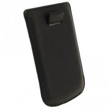 Кожен калъф с издърпване тип джоб за Sony Xperia Z1 L39h - черен