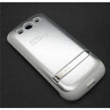 Заден капак / твърд гръб / батерия Power Case със стойка за Samsung Galaxy S3 I9300 / SIII I9300 - 3200 mAh / бял