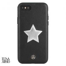 Луксозен кожен твърд гръб Luna Aristo за Apple iPhone 7 / iPhone 8 - черен / звезда