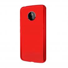 Силиконов калъф / гръб / TPU за Motorola Moto E5 - червен / гланц