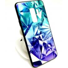 Луксозен стъклен твърд гръб със силиконов кант и камъни за Samsung Galaxy S9 Plus G965 - призма 1