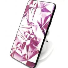 Луксозен стъклен твърд гръб със силиконов кант и камъни за Samsung Galaxy S9 Plus G965 - призма 3