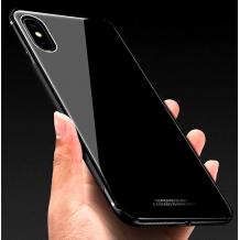 Луксозен стъклен твърд гръб за Samsung Galaxy A70 - черен
