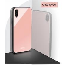 Луксозен стъклен твърд гръб за Apple iPhone X - розов