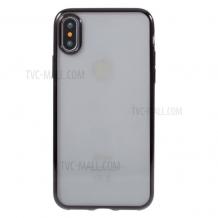 Оригинален силиконов калъф / гръб / TPU G-Case Plating за Apple iPhone X - прозрачен / черен кант