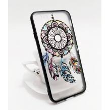 Луксозен твърд гръб за Apple iPhone 5 / iPhone 5S / iPhone SE - прозрачен / черен кант / цветен капан за сънища