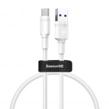 Оригинален USB кабел BASEUS Double Ring Quick Charge за зареждане и пренос на данни / Type-C - бял / 2м