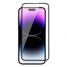 3D full cover Tempered glass Full Glue screen protector iPhone 16e / Извит стъклен скрийн протектор с лепило от вътрешната страна за iPhone 16e - черен кант