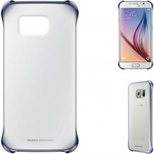 Оригинален твърд гръб Clear Cover за Samsung Galaxy S6 G920 - прозрачен с тъмно син кант