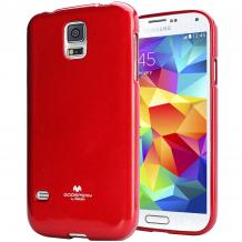 Луксозен силиконов гръб / калъф / TPU Mercury за Samsung Galaxy S5 G900 / Galaxy S5 Neo G903 - JELLY CASE Goospery / червен с брокат