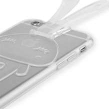 Луксозен силиконов калъф / гръб / TPU 3D за Apple iPhone 6 / iPhone 6S - прозрачен / заешки ушички