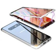 Магнитен калъф Bumper Case 360° FULL за Samsung Galaxy S10 Plus - прозрачен / сребриста рамка