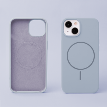 Луксозен гръб / кейс / Silicone Case с безжично зареждане MagSafe за Apple iPhone 16e - светло син