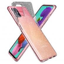 Оригинален гръб TPU Spigen Liquid Crystal Glitter Case за Samsung Galaxy A51 - прозрачен / брокат