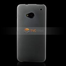Силиконов калъф / гръб / TPU за HTC One M7- сив прозрачен