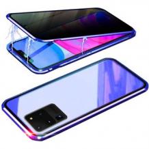 Магнитен калъф Bumper Case 360° FULL за Samsung Galaxy S20 - прозрачен / синя рамка