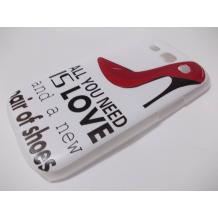 Луксозен заден предпазен твърд гръб / капак / за Samsung Galaxy S3 I9300 / Samsung SIII I9300 - бял / червена обувка