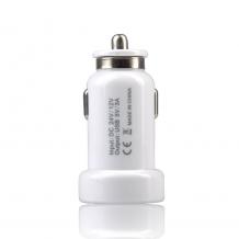 Универсално зарядно за кола Baseus Tiny Series double Car Charger / Input: 12-24V / Output: USB1: 5V-3A; USB2: 5V-3A - бяло