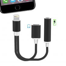 2в1 Lightning Адаптер / черен / към USB 8pin / Audio 3.5mm за iPhone 7G / iPhone 7 Plus / iPad