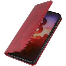 Кожен калъф Flip тефтер Magnetic Book със стойка за Xiaomi Redmi Note 14 Pro Plus - червен