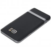 Луксозен калъф Rock Royce Series за Samsung Galaxy Note 5 N920 / Samsung Note 5 - черен със сив кант
