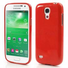 Ултра тънък силиконов калъф / гръб / TPU Ultra Thin Candy Case за Samsung Galaxy S4 Mini I9190 / I9192 / I9195 - червен / брокат
