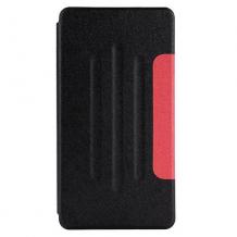 Кожен калъф за таблет със стойка за Lenovo Tab 4 7" - черен с червено