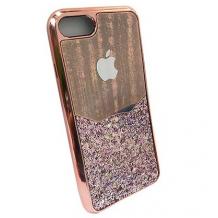 Силиконов калъф / гръб / TPU за Apple iPhone 7 - брокат / Rose Gold