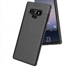 Луксозен силиконов калъф / гръб / TPU за Samsung Galaxy Note 9 - черен / имитиращ кожа