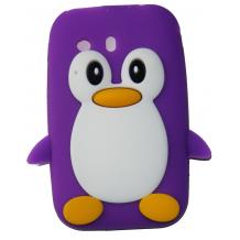 Силиконов калъф / гръб / ТПУ 3D за Samsung Galaxy Y S5360 - Penguin лилав